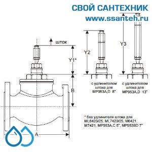10148 Honeywell, V5016A1127 Клапан двухходовой (проходной) фланцевый, PN16, DN65, Kvs 63,0, 180 °C