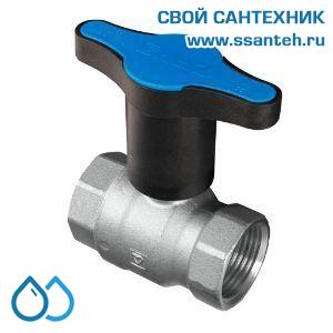 14624 HERZ 1220154 Кран шаровой синяя ручка, DN32, PN25, -30...+150°C, Kvs 102 м3/час, никелированный