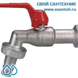 14750 HERZ 1250302 Кран шаровой со штуцером для шланга 3/4" рычаг