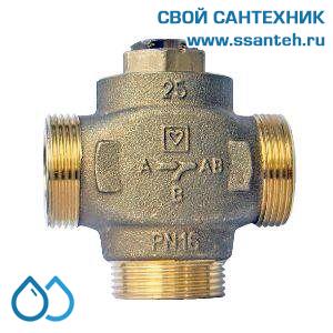 15563 HERZ 1776603 Teplomix Клапан трехходовой термостатический для твердотопливного котла DN25, Kvs 11,0 м3/час, +61°С, байпас не отключаемый