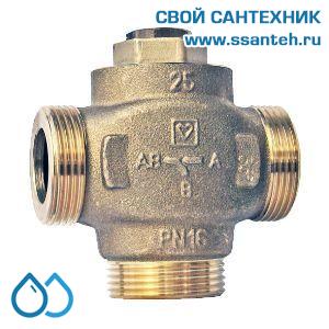 15565 HERZ 1776613 Teplomix Клапан трехходовой термостатический для твердотопливного котла DN25, Kvs 11,0 м3/час, +55°С, байпас отключаемый