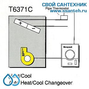 15741 HONEYWELL T6371C1015 Термостат для вентиляции 3-х ск., 10-30С, 230В, антисипатор, нагрев/охлаждение