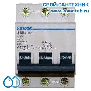 18265 Автоматический выключатель SASSIN C45N 3п 20А