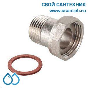 19695 Полусгон с накидной гайкой 1/2" х 1/2" НР, с плоским уплотнительным кольцом