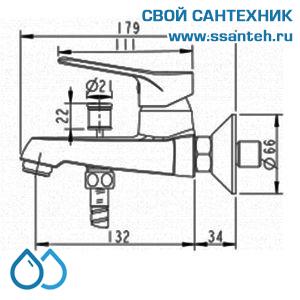 03360 BRAVAT F64898C-B(DR 0254) Drop Смеситель для ванны с коротким изливом и аксессуарами, хром