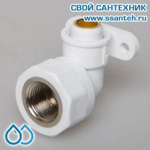 06182 PP-R Уголок с креплением ВР 16х1/2" (30/180)
